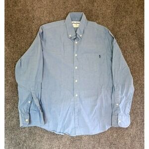 Chubbies Blue Button Down Shirt Long Sleeve Solid 98% Cotton 2% Spandex Size‎ M